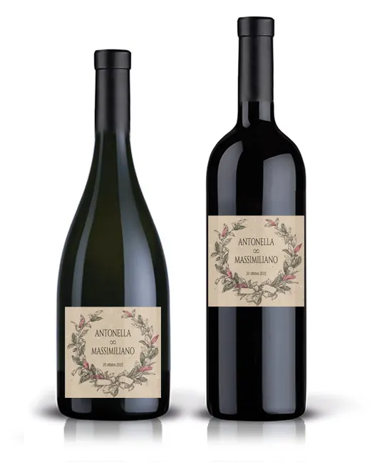 sempi di bottiglie di vino personalizzate con l’etichetta matrimonio M036V