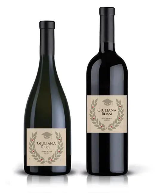 esempi di bottiglie di vino personalizzate con l’etichetta MLR01V per laurea