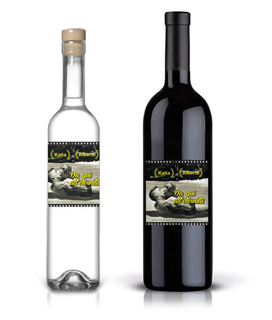 bottiglie matrimonio: vino e grappa personalizzati per matrimonio con M014V