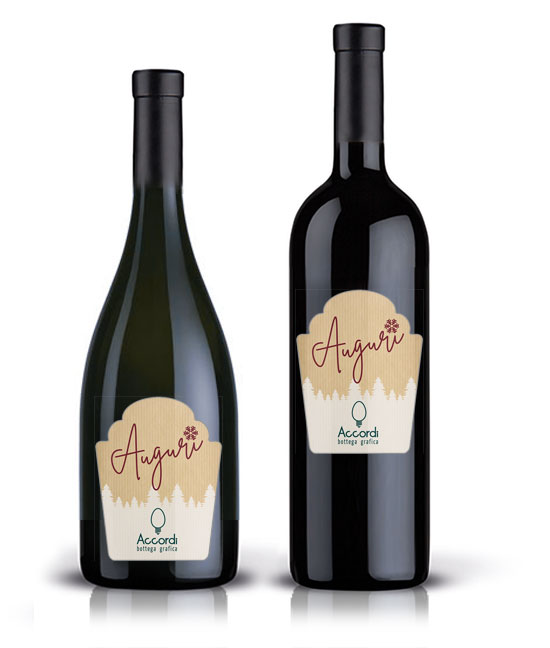 esempi di bottiglie di vino personalizzate con l’etichetta ML002V per auguri di natale e regali aziendali