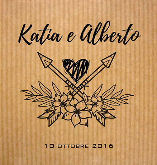 etichetta vino personalizzata per matrimonio - codice etichetta M034V - materiale carta kraft