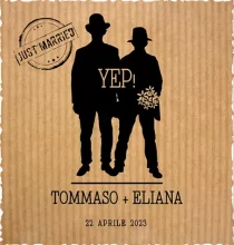etichetta matrimonio M038S in carta Kraft, con la scritta YEP!