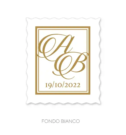 sigillo adesivo a forma di francobollo con iniziali