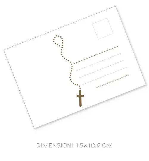 cartolina personalizzata con rosario per comunione/cresima