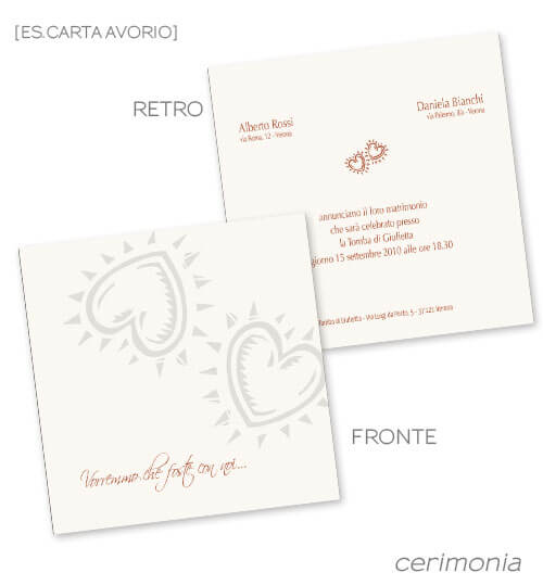 invito P001V nel formato quadrato su carta avorio